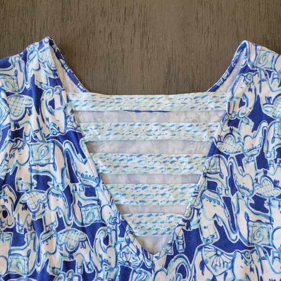 Lilly Pulitzer Ophelia Dress Bomber Blue Get Trunky Engeneered Print Size Medium - Picture 5 of 10